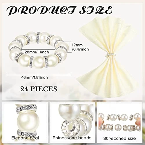 Arl Napkin Rings Set Of 24, Napkin Rings Holder Stretched Rhinestone Serviette Rings Buckle Silver Elastic Spring Beaded Napkin Rings For Weddings Reception Thanksgiving Party Banquet Table Decor 2 Arl Napkin Rings Set Of 24, Napkin Rings Holder Stretched Rhinestone Serviette Rings Buckle Silver Elastic Spring Beaded Napkin Rings For Weddings Reception Thanksgiving Party Banquet Table Decor - Image 2