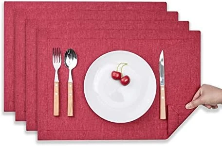 Cloth Placemats Set Of 4, Machine Washable Linen Style Thick Place Mats, Heat Resistant And Easy To Clean Fabric Table Mats For Kitchen Dining Table (13" X 19" (Set Of 4), Mocha) 9 Cloth Placemats Set Of 4, Machine Washable Linen Style Thick Place Mats, Heat Resistant And Easy To Clean Fabric Table Mats For Kitchen Dining Table (13" X 19" (Set Of 4), Mocha) - Image 9