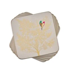 Sara Miller London Chelsea Collection Coasters | Set Of 6 | Cork Backed Board | Heat And Stain Resistant | Drinks Coaster For Tabletop Protection | Measures 4” X 4”