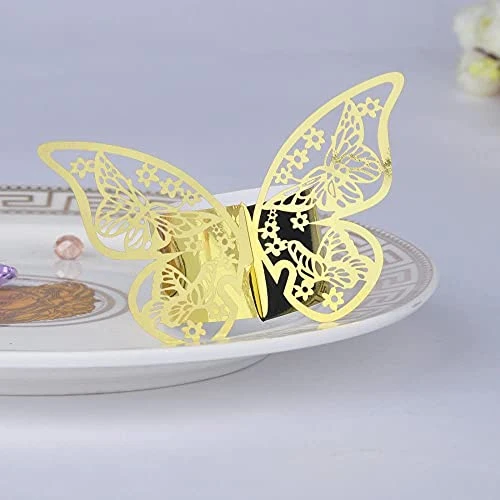100 Pcs Napkin Rings Laser Cut Butterfly Shape Foil Paper Napkin Holder For Weddings Party Serviette Table Decoration Restaurant (Gold) 2 100 Pcs Napkin Rings Laser Cut Butterfly Shape Foil Paper Napkin Holder For Weddings Party Serviette Table Decoration Restaurant (Gold) - Image 2