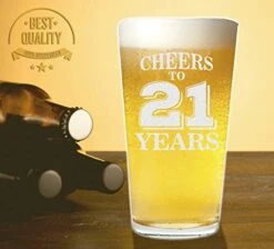Cheers To 21 Years Twenty First Pint Beer Glass 21st Birthday Gift For Him Her (Clear, Glass) -Generic Furniture Shop 41IblV9FM8L