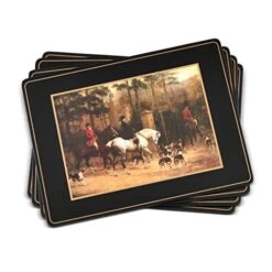 Pimpernel Tally Ho Collection Placemats | Set Of 4 | Heat Resistant Mats | Cork-Backed Board | Hard Placemat Set For Dining Table | Measures 15.7” X 11.7”