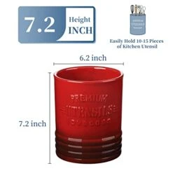 Intage Utensil Holder For Kitchen Countertop, LOVECASA 7.2” Large Ceramic Utensil Crock For Home Décor, Farmhouse Utensil Vase For Mother's Day, Housewarming, Wedding, Birthday Gift - Gradient Red -Generic Furniture Shop 41JbDeEJFJL