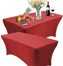 1 Pack 4FT Rectangular Spandex Table Cover Four-Way Tight Fitted Stretch Tablecloth Table Cloth For Outdoor Party DJ Tradeshow Banquet Vendor Wedding Celebration (1PC 4FT, Black) -Generic Furniture Shop 41KV06Gsi L. AC