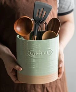 YHOSSEUN Kitchen Utensil Crock For Farmhouse Decor Utensil Holder For Countertop Organizer Extra-Large Utensil Caddy Porcelain, Oval, Green 15 YHOSSEUN Kitchen Utensil Crock For Farmhouse Decor Utensil Holder For Countertop Organizer Extra-Large Utensil Caddy Porcelain, Oval, Green -Generic Furniture Shop 41LDmGjb7DL