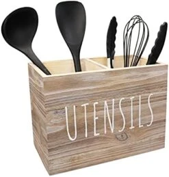 Kitchen Utensil Holder With Removable Bottom Large 2 Compartments Utensil Organizer Farmhouse Utensil Caddy For Countertop Decor, 9 X 7 X 5 Inch, Black -Generic Furniture Shop 41MGCE5NsYL. AC