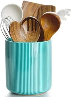 Getstar Utensil Holder, Large Kitchen Utensil Holder For Kitchen Counter (H7.2” X W6.2”), Ceramic Cooking Utensil Holder With Cork Mat, Kitchen Decor For Counter (Navy, Utensils Not Included) -Generic Furniture Shop 41MfqsieGRL. AC