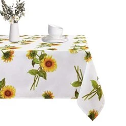 Sunflower Tablecloth Yellow Floral Tablecloth For Rectangle Tables, Flower Waterproof Table Cloth For Kitchen Dining Room, Table Cloth Rectangle 60” X 84”