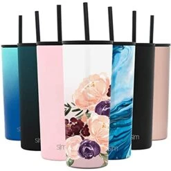 Insulated Tumbler With Lid And Straw | Iced Coffee Cup Reusable Stainless Steel Water Bottle Travel Mug | Gifts For Women Men Her Him | Classic Collection | 24oz | Pretty In Floral