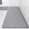 Kitchen Mats 2 PCS Cushioned Anti Fatigue Kitchen Rugs And Mat, 1/2 Inch Thick Waterproof Non Slip Kitchen Rug Set, PVC Non Skid Comfort Cushion Mat For Kitchen Floor Sink Office Laundry, Grey