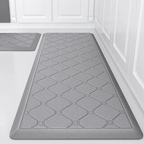 Kitchen Mats 2 PCS Cushioned Anti Fatigue Kitchen Rugs And Mat, 1/2 Inch Thick Waterproof Non Slip Kitchen Rug Set, PVC Non Skid Comfort Cushion Mat For Kitchen Floor Sink Office Laundry, Grey 6 Kitchen Mats 2 PCS Cushioned Anti Fatigue Kitchen Rugs And Mat, 1/2 Inch Thick Waterproof Non Slip Kitchen Rug Set, PVC Non Skid Comfort Cushion Mat For Kitchen Floor Sink Office Laundry, Grey - Image 6