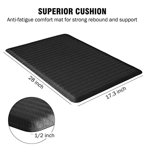 Kitchen Mat Anti Fatigue Kitchen Floor Mat Black Kitchen Rug Non-Skid Waterproof Kitchen Mats And Rugs Ergonomic Comfort Standing Desk Mat Memory Foam Mat For Home Office Sink 17"x29" 2 Kitchen Mat Anti Fatigue Kitchen Floor Mat Black Kitchen Rug Non-Skid Waterproof Kitchen Mats And Rugs Ergonomic Comfort Standing Desk Mat Memory Foam Mat For Home Office Sink 17"x29" - Image 2