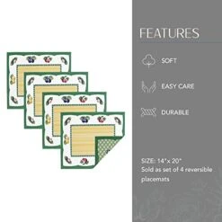Ch Garden Cotton Fabric Reversible Placemat (Set Of 4), 14"x21", Multi, 4 Count -Generic Furniture Shop 41O4Ivzpt5L