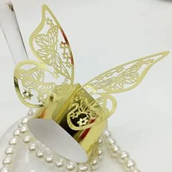 100 Pcs Napkin Rings Laser Cut Butterfly Shape Foil Paper Napkin Holder For Weddings Party Serviette Table Decoration Restaurant (Gold) 6 100 Pcs Napkin Rings Laser Cut Butterfly Shape Foil Paper Napkin Holder For Weddings Party Serviette Table Decoration Restaurant (Gold) -Generic Furniture Shop 41Pex46raCL