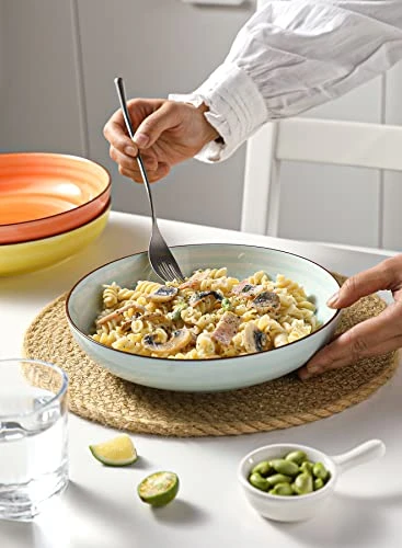 128.003 Porcelain Salad Pasta Bowls - 30 Ounce - Set Of 6, Cool Assorted Colors 2 128.003 Porcelain Salad Pasta Bowls - 30 Ounce - Set Of 6, Cool Assorted Colors - Image 2