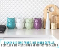 Comfify Owl Utensil Holder Decorative Ceramic Cookware Crock & Organizer, In Lovely Aqua Blue Color - Utensil Shaped Caddy And Perfect Kitchen Ceramic Décor Gift For Countertop - 5” X 7” X 4” Size -Generic Furniture Shop 41QS9QxHJFL