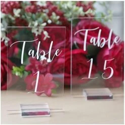 Acrylic Wedding Table Numbers 1-10 With Stands | 4x6 Inch Printed Calligraphy, Clear Table Number Signs And Holders | Perfect For Wedding Reception, Centerpiece Decoration, Event, Party -Generic Furniture Shop 41QnDWoxWmL. AC