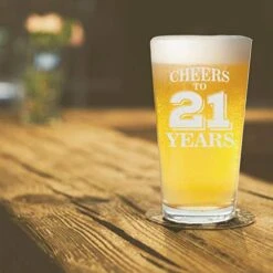 Cheers To 21 Years Twenty First Pint Beer Glass 21st Birthday Gift For Him Her (Clear, Glass) -Generic Furniture Shop 41R6KsH1G8L