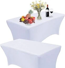 1 Pack 4FT Rectangular Spandex Table Cover Four-Way Tight Fitted Stretch Tablecloth Table Cloth For Outdoor Party DJ Tradeshow Banquet Vendor Wedding Celebration (1PC 4FT, Black) -Generic Furniture Shop 41S7D9zfdjL. AC