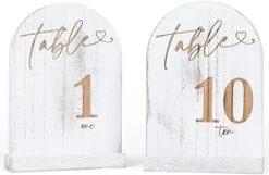 1-15 Wedding Table Numbers, Wooden Table Numbers, Double Sided Sign With Holder Base, Table Numbers For Wedding Reception And Party, Vintage White -Generic Furniture Shop 41SC4QguvkL. AC