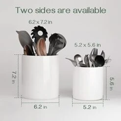 White Utensil Holder, Large Utensil Holder For Kitchen Counter (H7.2” X W6.2”), Ceramic Cooking Utensil Crock For Kitchen Decor, Anti-Scratches And Stable, Handmade DIY Gifts For Moms -Generic Furniture Shop 41SH5tPYd4L
