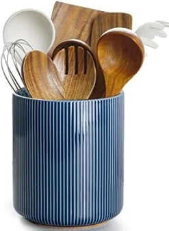 Getstar Utensil Holder, Large Kitchen Utensil Holder For Kitchen Counter (H7.2” X W6.2”), Ceramic Cooking Utensil Holder With Cork Mat, Kitchen Decor For Counter (Navy, Utensils Not Included) -Generic Furniture Shop 41SMoF0o2dL. AC