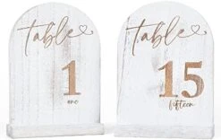 1-15 Wedding Table Numbers, Wooden Table Numbers, Double Sided Sign With Holder Base, Table Numbers For Wedding Reception And Party, Vintage White -Generic Furniture Shop 41Sv iG5vTL. AC