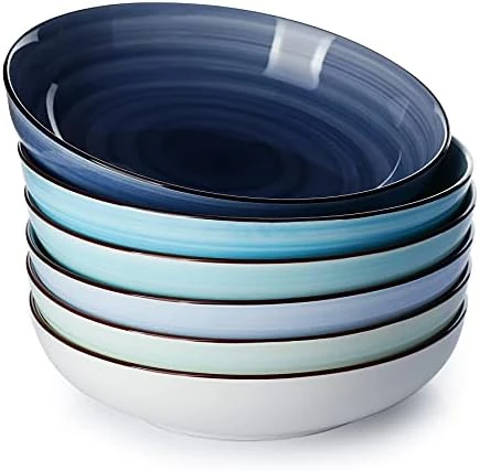 128.003 Porcelain Salad Pasta Bowls - 30 Ounce - Set Of 6, Cool Assorted Colors 5 128.003 Porcelain Salad Pasta Bowls - 30 Ounce - Set Of 6, Cool Assorted Colors - Image 5