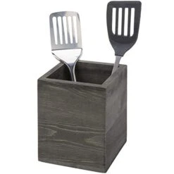 MyGift Vintage Gray Solid Wood Kitchen Countertop Utensil Holder, Cooking Utensil Crock And Flatware Storage Caddy -Generic Furniture Shop 41TplMwN4LL