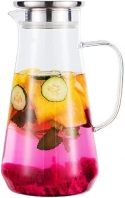 Pitcher, 68Oz Glass Pitcher With Lid, Easy Clean And Heat Resistance Borosilicate Glass Jug For Hot Or Cold Water, Milk, Ice Tea And Juice Beverage -Generic Furniture Shop 41UJ7pmeWRS. AC