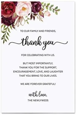 Thank You Placecards For Wedding (Set Of 50) Large 4" X 6" Table Place Setting Cards - Made In USA - Watercolor Red Roses Floral On White -Generic Furniture Shop 41USfJSsFPL. AC