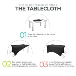 Spandex Tablecloth 1 Pack [6FT, Black] Tight, Fitted, Washable And Wrinkle Resistant Stretch Rectangular Patio Table Cover For Event, Wedding & Parties [72Lx30Wx30H Inch] -Generic Furniture Shop 41UcqQuu3vL