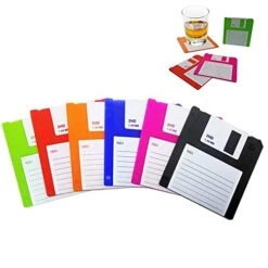 Floppy Silicone Disk Coasters Set Of 6,Durable Heat Resistant Non,Slip Protect Your Tables,Retro Writing Coasters For Your Drinks