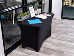 Iceberg IGear Stretch Fabric Table Cover, Fits 4' Table, Polyester/Spandex, Black, 24" W X 48" L -Generic Furniture Shop 41V5rEL2KmL