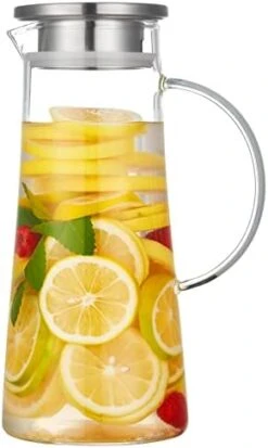 Pitcher, 68Oz Glass Pitcher With Lid, Easy Clean And Heat Resistance Borosilicate Glass Jug For Hot Or Cold Water, Milk, Ice Tea And Juice Beverage -Generic Furniture Shop 41VUugIlKBL. AC