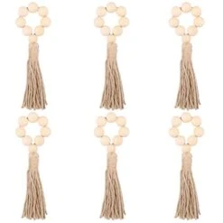 Wooden Bead Napkin Rings,Handmade Napkin Buckles,Natural Wooden Napkin Holders For Wedding Restaurant Table Decoration Home Hotel 6 Pack