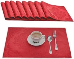 Omejoy Place Mats Set Of 4 – Rectangle Rectangular Waterproof Fabric Polyester Cloth Washable Wipeable Heat Resistant Placemats For Kitchen Dining Dinner Table Indoor 13 X 19 Inch Red 21 Omejoy Place Mats Set Of 4 – Rectangle Rectangular Waterproof Fabric Polyester Cloth Washable Wipeable Heat Resistant Placemats For Kitchen Dining Dinner Table Indoor 13 X 19 Inch Red -Generic Furniture Shop 41W2 2s6 5L. AC