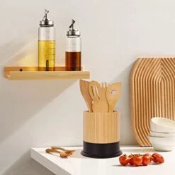 Kitchen Utensil Holder,Large Cooking Utensil Caddy Crock For Counter,Weighted Base For Stability,6.2 X 6.2 Inches,Black -Generic Furniture Shop 41W6HCqrKLL