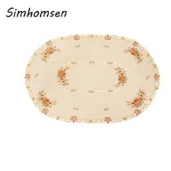 Embroidered Fall Autumn Harvest Pumpkins Tablecloth For Thanksgiving (Oval 57×84 Inches)