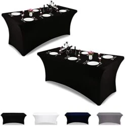 Stretch Spandex Tablecloth 2 Pack 6FT Black Fitted Tight Washable And Wrinkle Resistant Rectangular Patio Table Cover For Event, Wedding, Banquet & Parties(Black,72 L X 30 W X 30 H Inches) 28 Stretch Spandex Tablecloth 2 Pack 6FT Black Fitted Tight Washable And Wrinkle Resistant Rectangular Patio Table Cover For Event, Wedding, Banquet & Parties(Black,72 L X 30 W X 30 H Inches) -Generic Furniture Shop 41WvYKRGMJL. AC