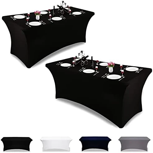 Stretch Spandex Tablecloth 2 Pack 6FT Black Fitted Tight Washable And Wrinkle Resistant Rectangular Patio Table Cover For Event, Wedding, Banquet & Parties(Black,72 L X 30 W X 30 H Inches) 14 Stretch Spandex Tablecloth 2 Pack 6FT Black Fitted Tight Washable And Wrinkle Resistant Rectangular Patio Table Cover For Event, Wedding, Banquet & Parties(Black,72 L X 30 W X 30 H Inches) - Image 14