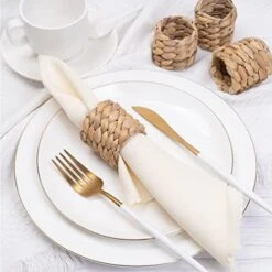 Napkin Rings Set Of 12, Hand Woven Natural Water Hyacinth Napkin Rings, Farmhouse Handmade Napkin Rings For Birthday Party, Thanksgiving, Wedding, Christmas Festival Table Decoration -Generic Furniture Shop 41X6jLfZG0L