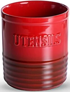 Kitchen Utensil Holder, Ceramic Utensil Crock Organizer For Countertop, H 7"x W6" Large Cooking Utensil Holder With Anti-slip Cork Bottom For Home Décor, Christmas Red -Generic Furniture Shop 41Y7UfOyajL. AC
