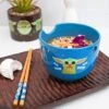 STAR WARS Tar Wars: The Mandalorian Grogu "Nom Nom" Japanese Ceramic Dinnerware Set | Includes 20-Ounce Ramen Noodle Bowl And Wooden Chopsticks | Asian Food Dish Set For Home & Kitchen | Cute Baby Yoda Gifts