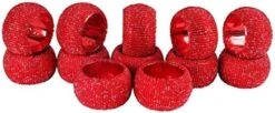 Sequin Beaded Napkin Rings Set, Handmade, Set Of 12, Beaded Napkin Holders, Hand Made By Skilled Artisans - Perfect For Parties, Any Events, Regular Home Use, Family Dinners, Holidays- Red Multi -Generic Furniture Shop 41Yucb9RYrL. AC
