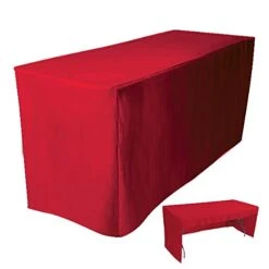 ESS 6' Fitted Tablecloth Table Cover Trade Show Event Open Back Side - 3 Sided RED