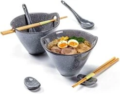 Ramen Bowls With Chopsticks And Spoons Set, 26 OZ Ceramic Japanese Noodle Bowls Set Of 2, Porcelain Deep Udon Bowl For Salad, Pasta, Reactive Glaze, Microwave & Dishwasher Safe (Green) -Generic Furniture Shop 41Z0NhyBvL. AC