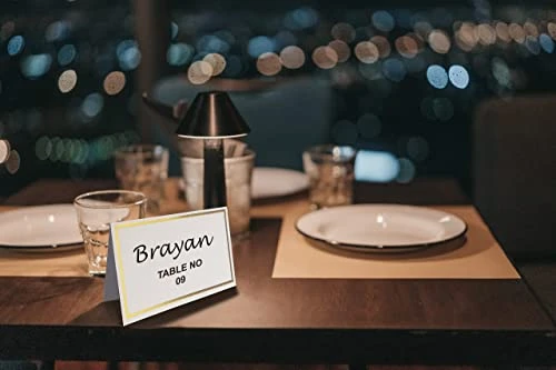 Vaster Place Cards Pack Of 100 Premium Tent Name Place Cards For Table Setting With Gold Foil Border 2x3.5 Inches - Perfect Place Cards For Weddings, Banquets Dinner Parties And Any Other Events 3 Vaster Place Cards Pack Of 100 Premium Tent Name Place Cards For Table Setting With Gold Foil Border 2x3.5 Inches - Perfect Place Cards For Weddings, Banquets Dinner Parties And Any Other Events - Image 3