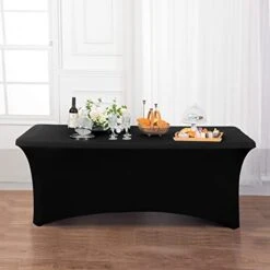 Spandex Tablecloth 6FT Stretch Table Cover Fitted Rectangular Tables, Universal Stretch Patio Table Cloth For Wedding, Banquet, Party And Event(Black, 6FT 17 Spandex Tablecloth 6FT Stretch Table Cover Fitted Rectangular Tables, Universal Stretch Patio Table Cloth For Wedding, Banquet, Party And Event(Black, 6FT -Generic Furniture Shop 41ZO7o1IuAL