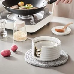 Eramic Spoon Rest,Spoon Holder,Soy Sauce Dishes With Holder For Kitchen,Household Dipping Sauce Dishes Set, Side Dishes,LIUCUON Kitchen Basics,Set Of 4 Kitchen Accessories For Utensils (cream) -Generic Furniture Shop 41ZqrpRDXoL